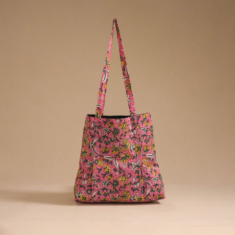 Pink - handcrafted cotton jhola bag 39