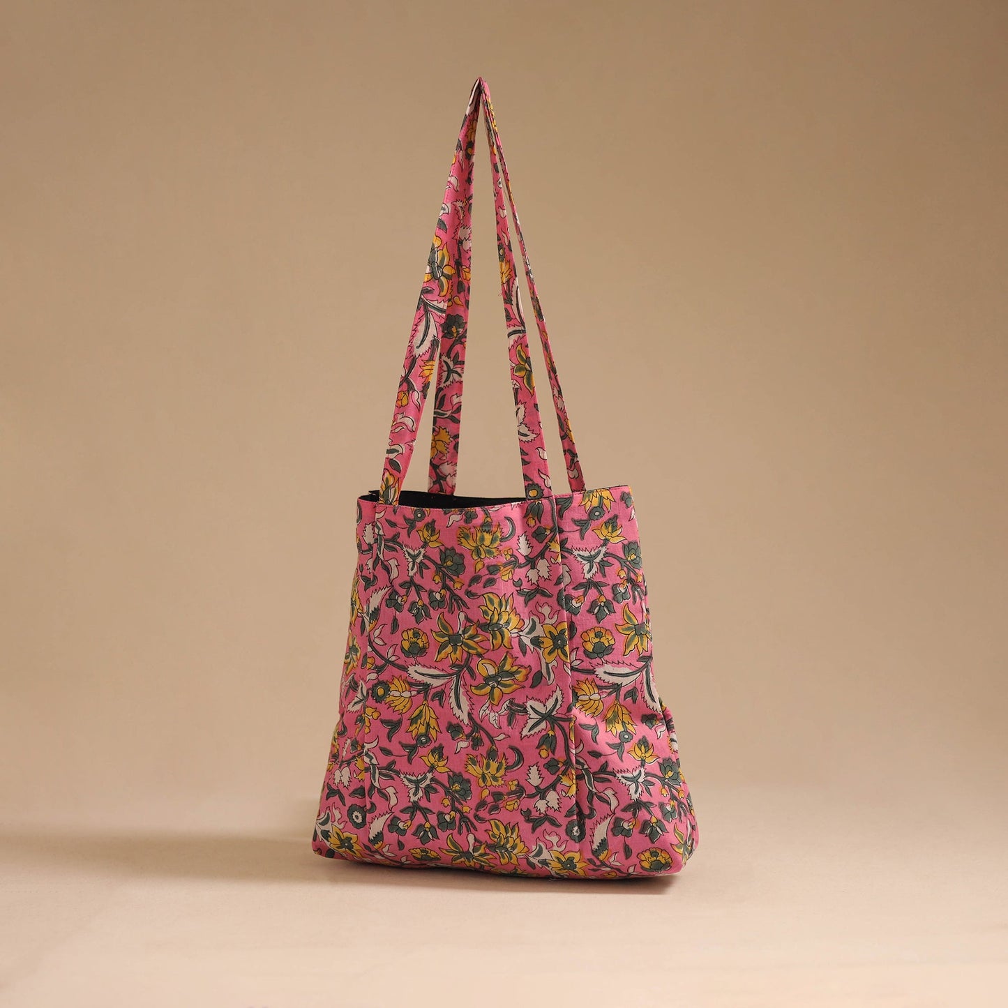 Pink - handcrafted cotton jhola bag 39