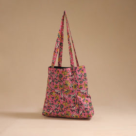 Pink - handcrafted cotton jhola bag 39