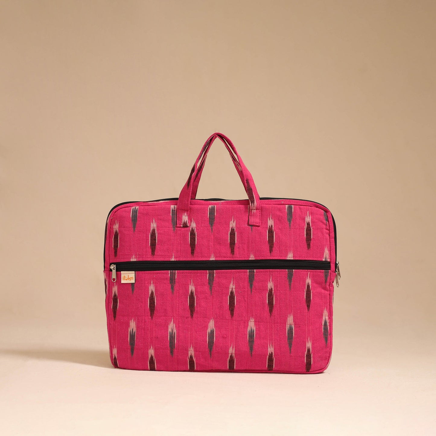 Pink - handcrafted cotton quilted laptop bag 06
