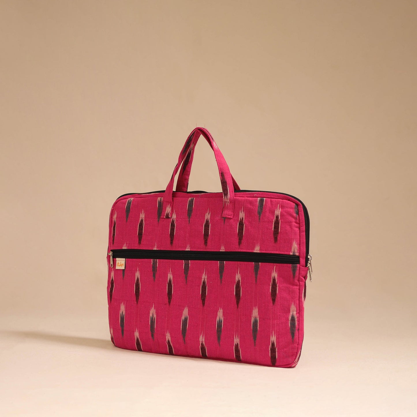 Pink - handcrafted cotton quilted laptop bag 06