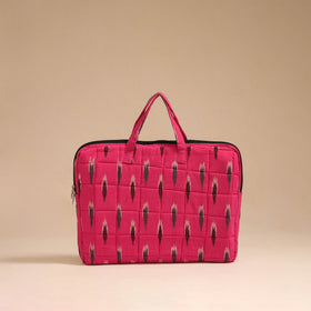 Pink - handcrafted cotton quilted laptop bag 06