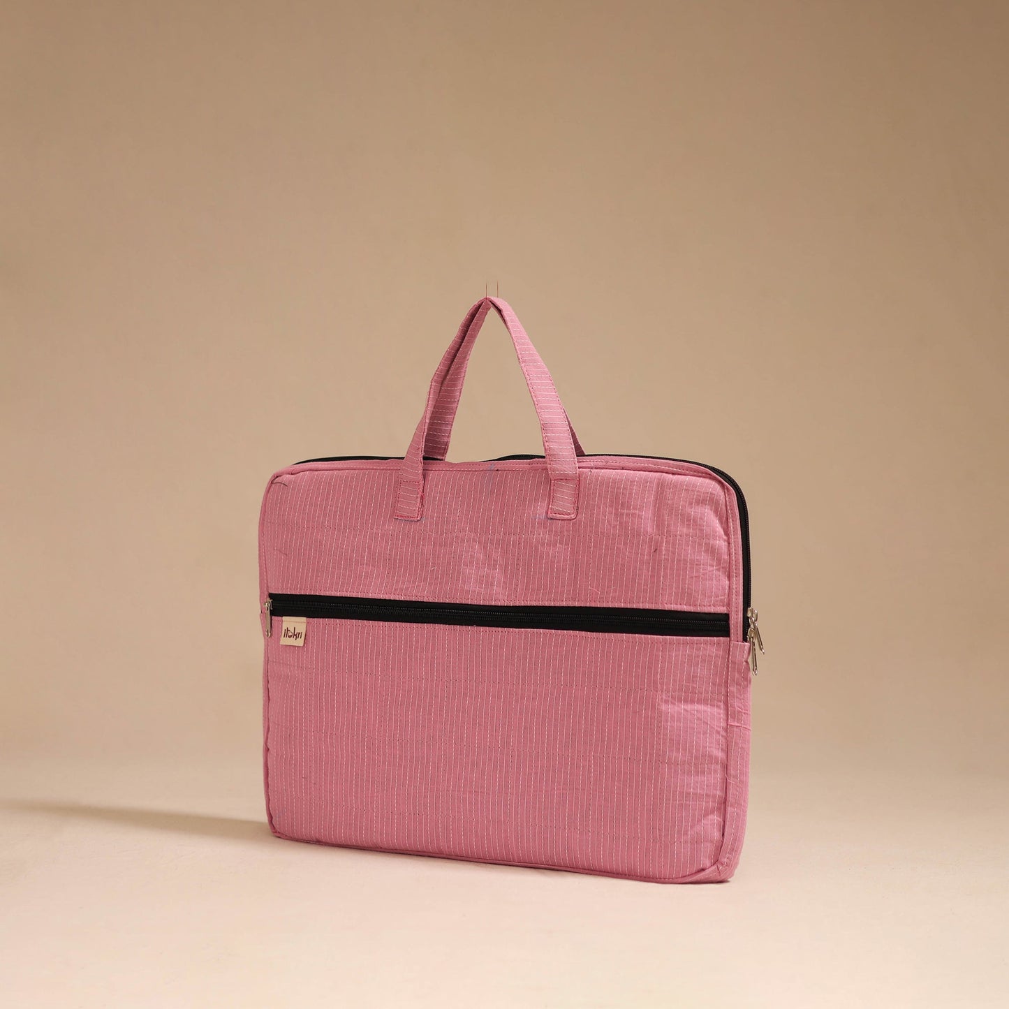 Pink - handcrafted cotton quilted laptop bag 12