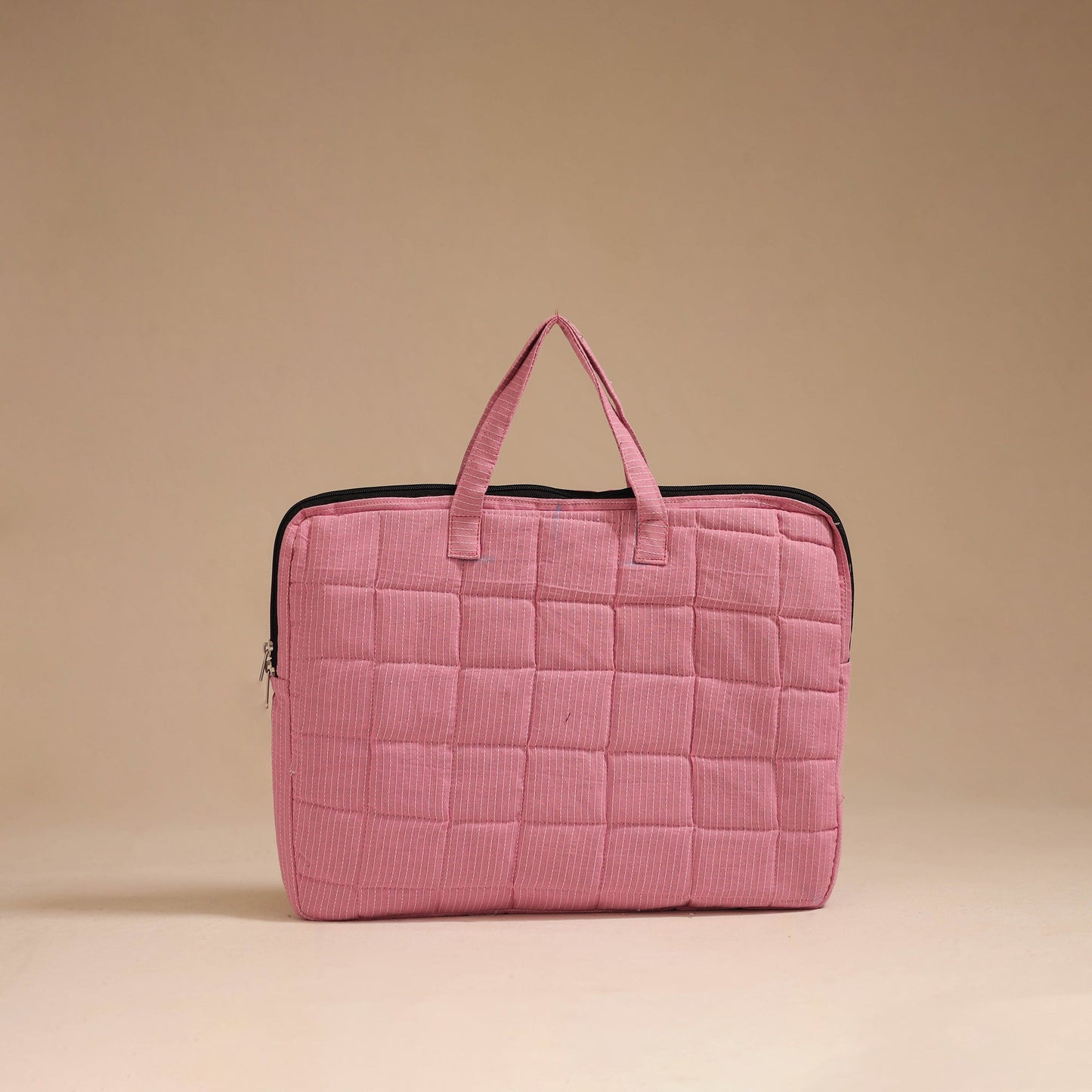 Pink - handcrafted cotton quilted laptop bag 12