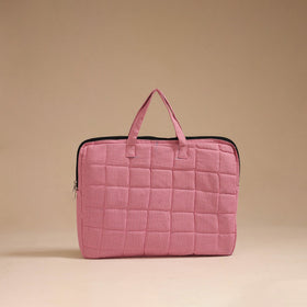 Pink - handcrafted cotton quilted laptop bag 12