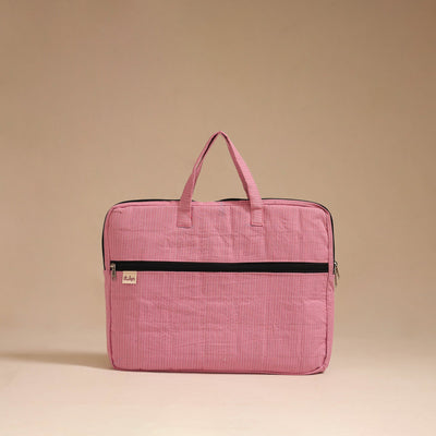 Pink - handcrafted cotton quilted laptop bag 12
