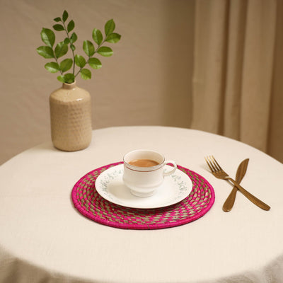 Pink - handcrafted eco-friendly sabai grass spiral mat 05