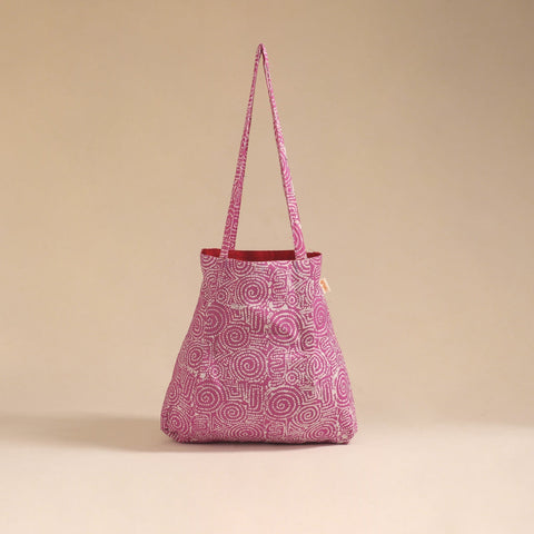 Red - handcrafted fabric jhola bag 12