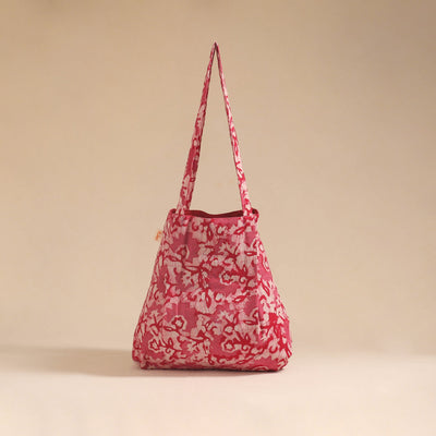 Red - handcrafted fabric jhola bag 13