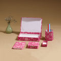 Pink - handcrafted floral organizer stationery kit 60