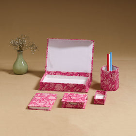 Pink - handcrafted floral organizer stationery kit 60