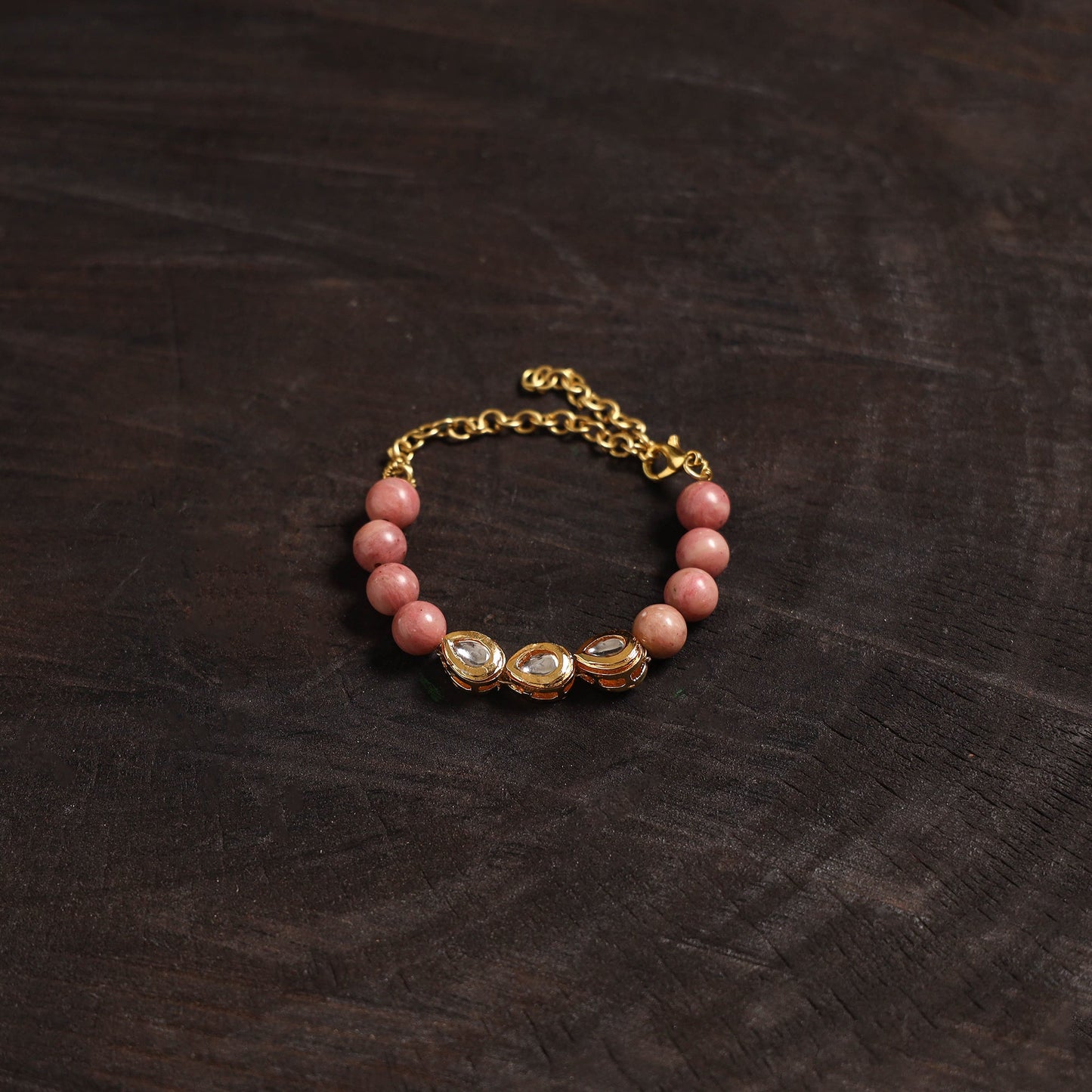 Handcrafted glass stone kundan work bracelet 32