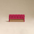 Pink - handcrafted ikat fabric jute clutch / wallet