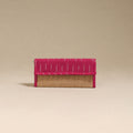Pink - handcrafted ikat fabric jute clutch / wallet