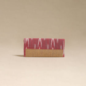 Pink - handcrafted ikat fabric jute clutch / wallet