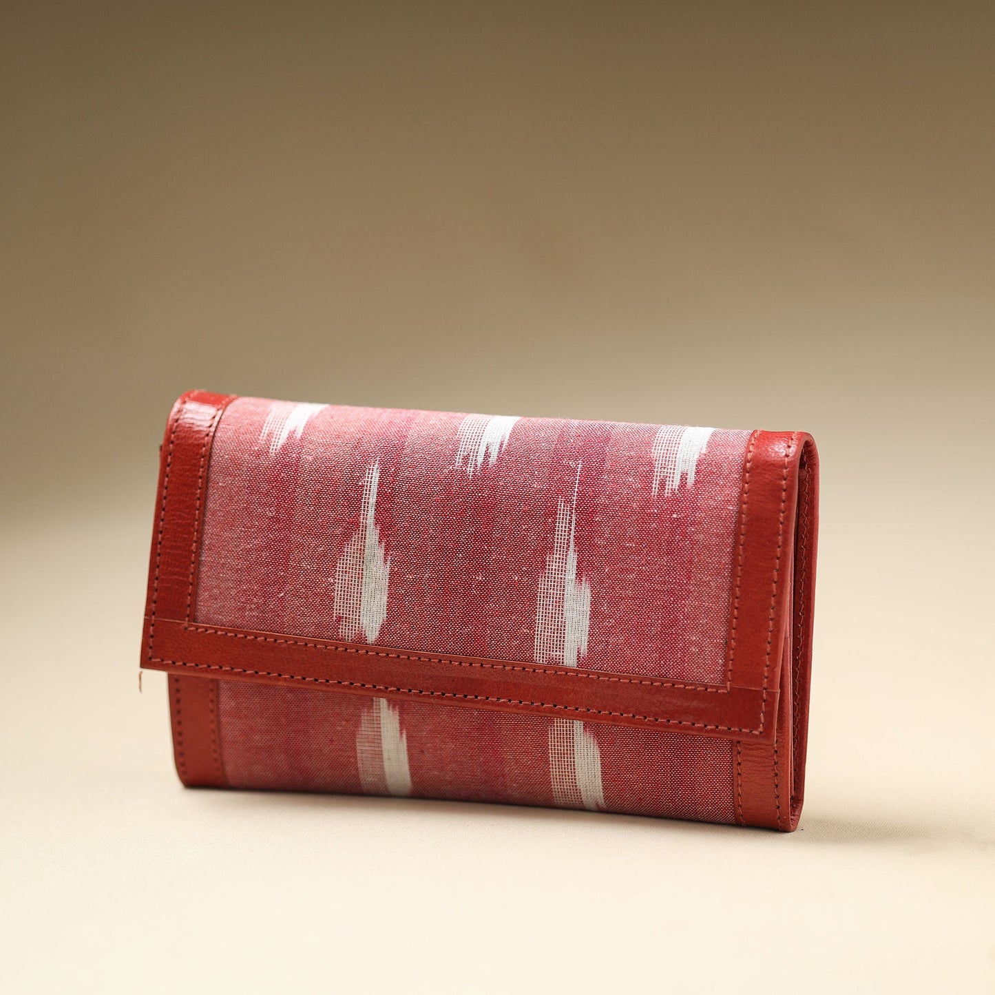 Pink Handcrafted Ikat Weave Leather Wallet