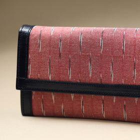 Pink Handcrafted Ikat Weave Leather Wallet