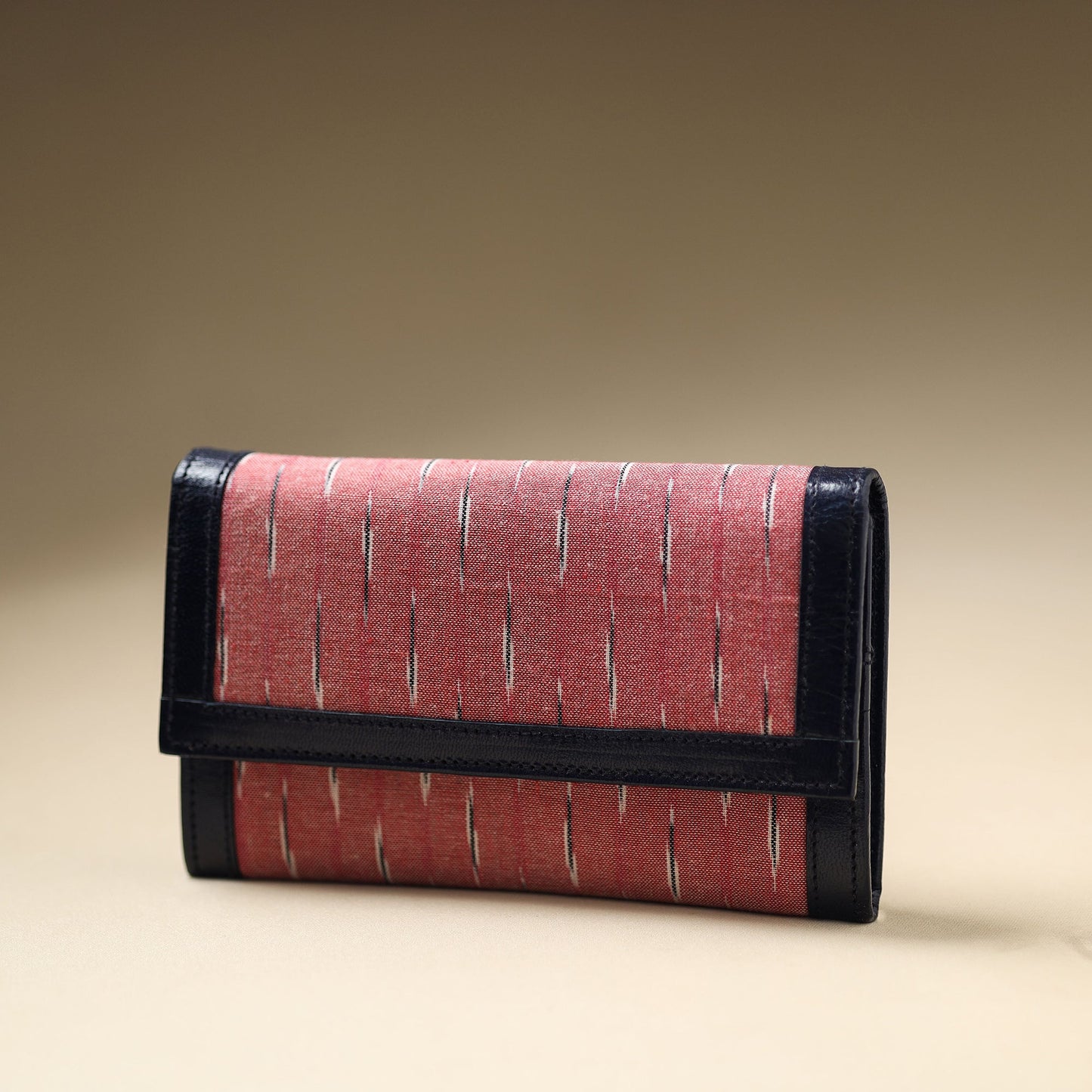 Pink Handcrafted Ikat Weave Leather Wallet