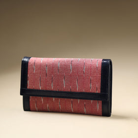 Pink Handcrafted Ikat Weave Leather Wallet