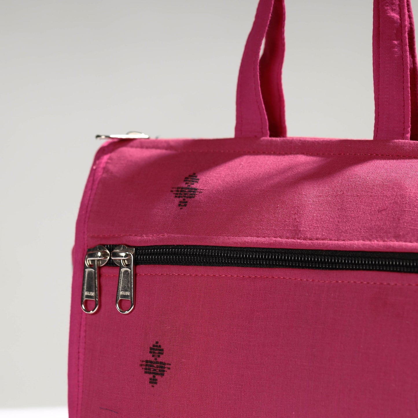 Pink Handcrafted Jacquard Cotton Hand Bag