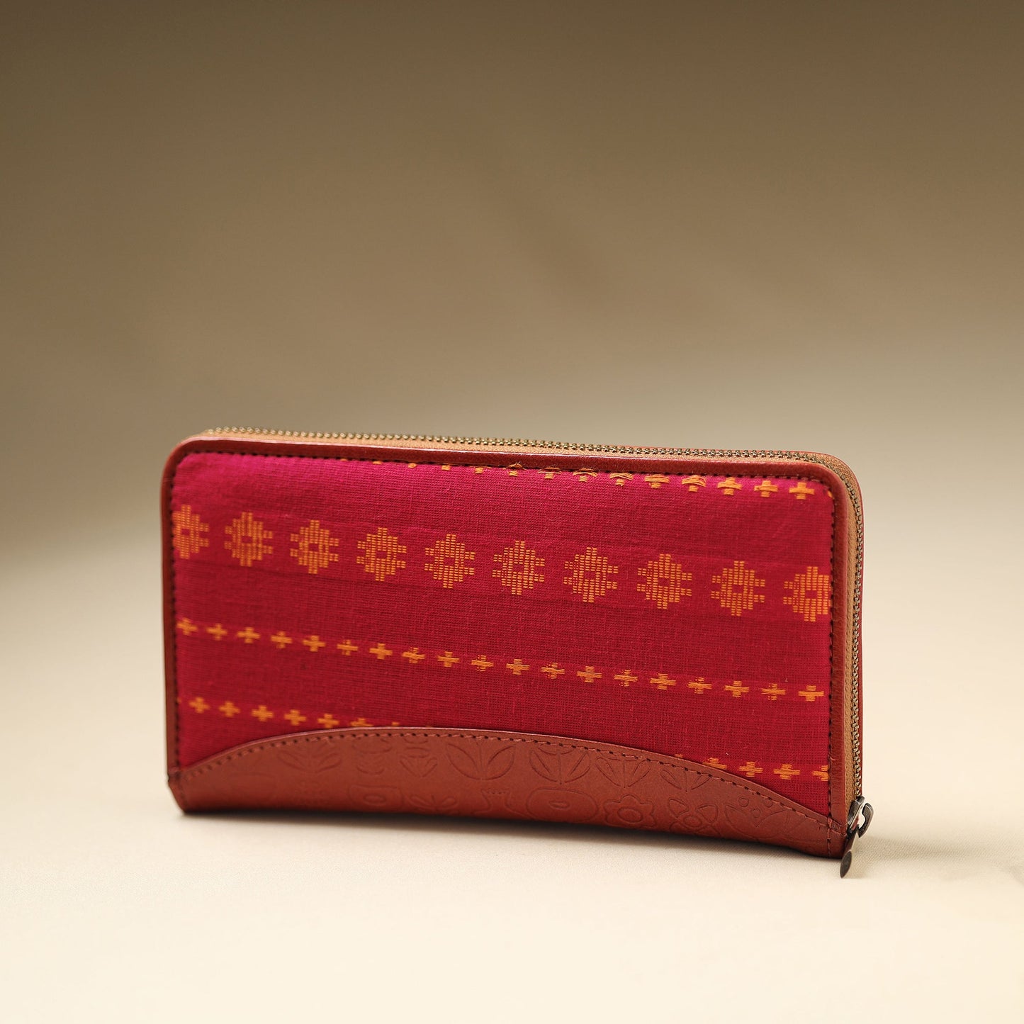 Pink - Handcrafted Jacquard Weave Leather Wallet