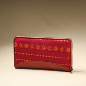 Pink - Handcrafted Jacquard Weave Leather Wallet