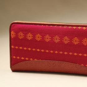 Pink - Handcrafted Jacquard Weave Leather Wallet