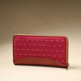 Pink Handcrafted Jacquard Weave Leather Wallet