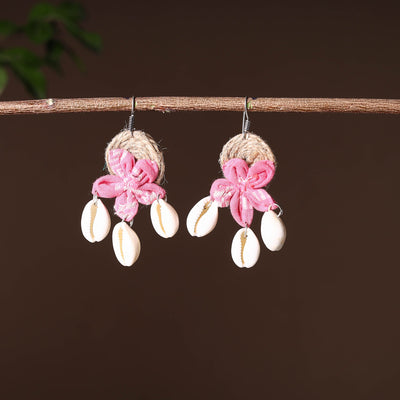 Buy Handcrafted Jute Phool Kali Shell Earrings