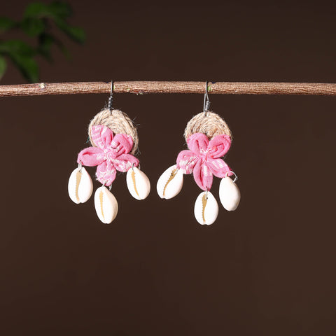 Buy Handcrafted Jute Phool Kali Shell Earrings