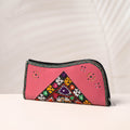 Pink Handcrafted Kutch Embroidery Leather Clutch / Wallet