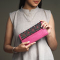 Pink Handcrafted Kutch Jat Embroidery Leather Wallet