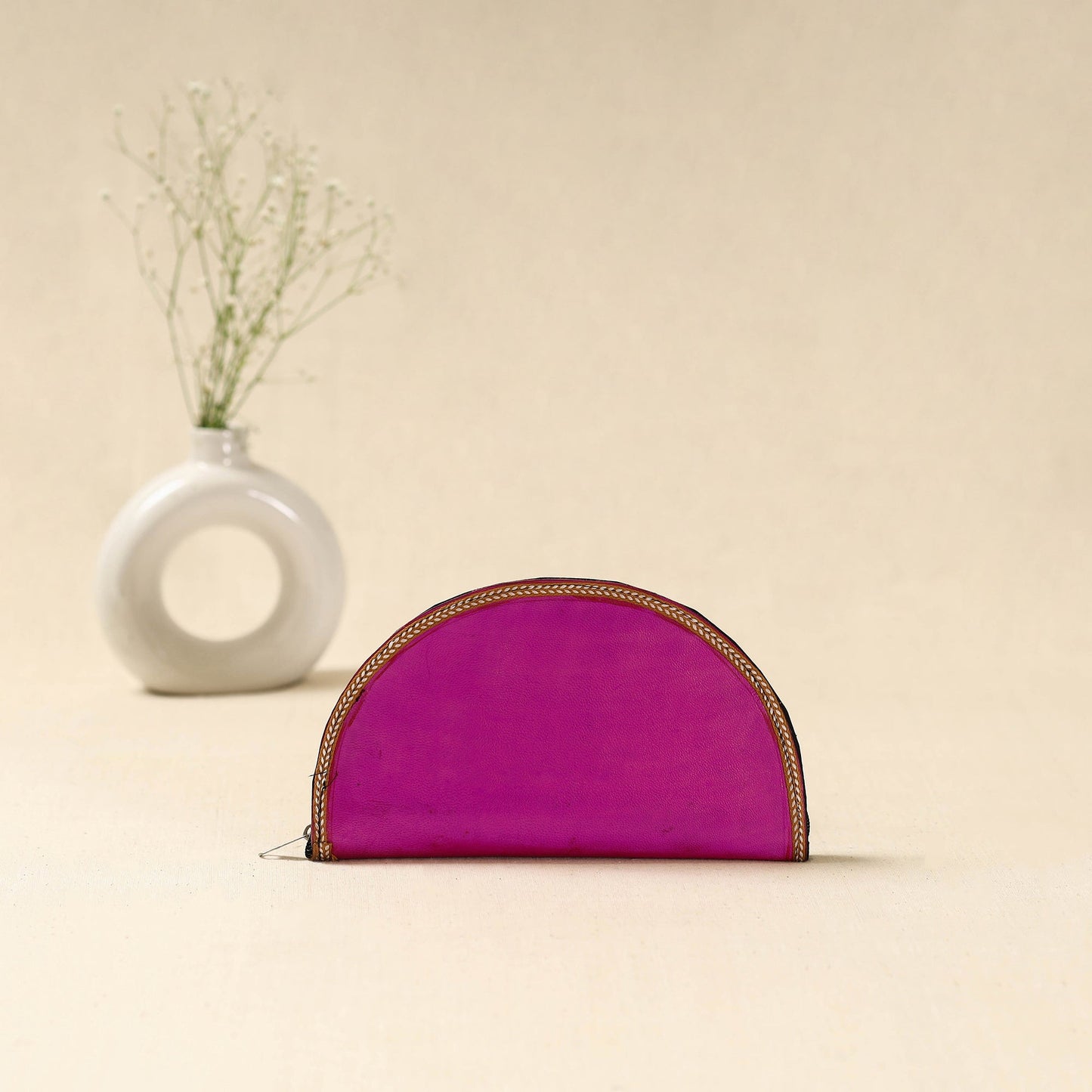 Pink - handcrafted kutch leather clutch / wallet 47