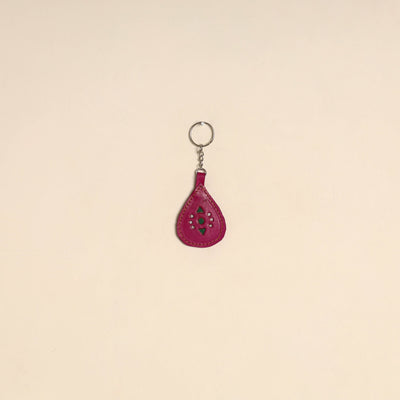 Pink - handcrafted kutch leather keychain 01