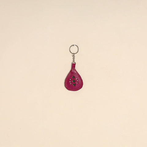Pink - handcrafted kutch leather keychain 01