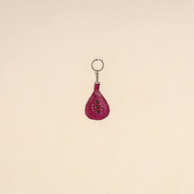 Pink - handcrafted kutch leather keychain 01