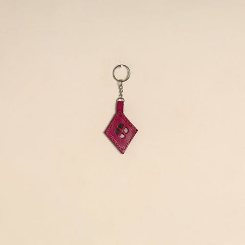 Pink - handcrafted kutch leather keychain 02