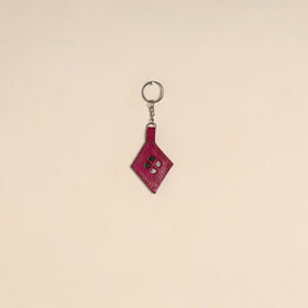 Pink - handcrafted kutch leather keychain 02