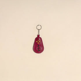Pink - handcrafted kutch leather keychain 04