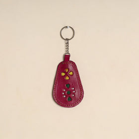 Pink - handcrafted kutch leather keychain 04