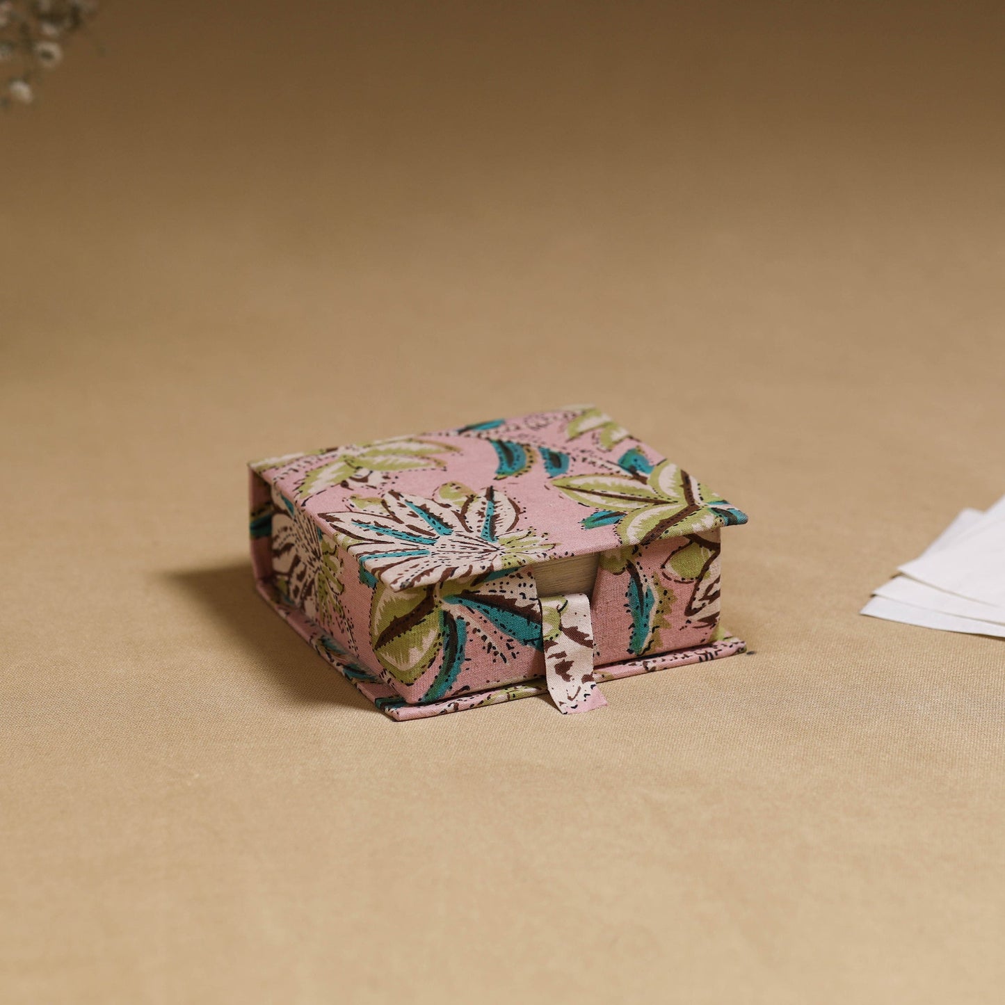 Pink - handcrafted printed card holder with slips 12