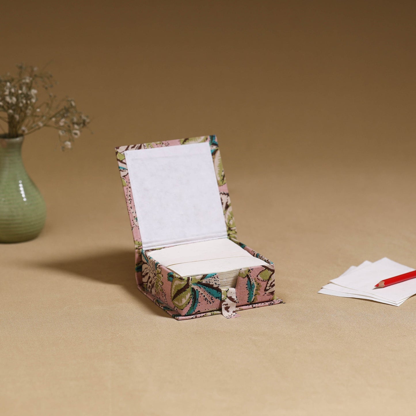 Pink - handcrafted printed card holder with slips 12