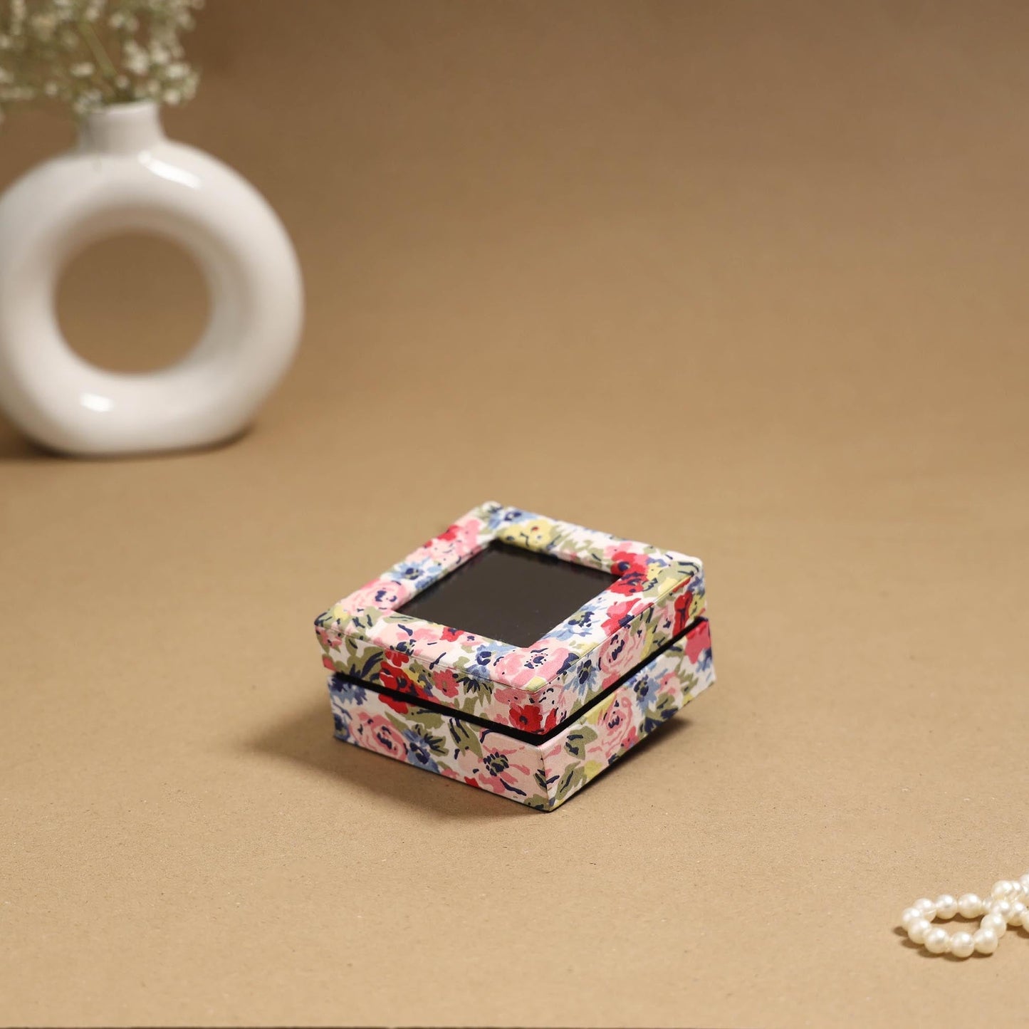 Handcrafted printed fabric ring/earring box 51