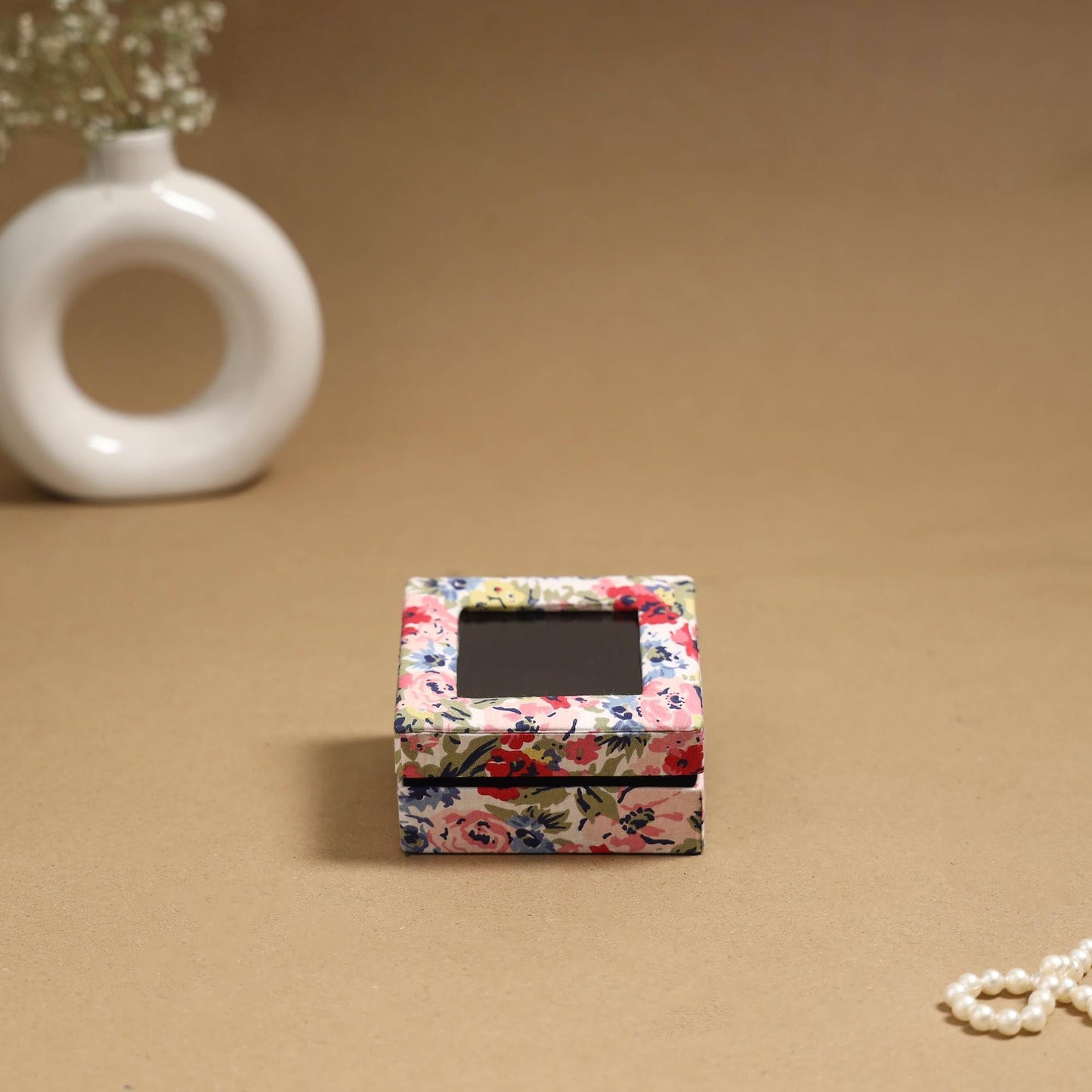 Handcrafted printed fabric ring/earring box 51