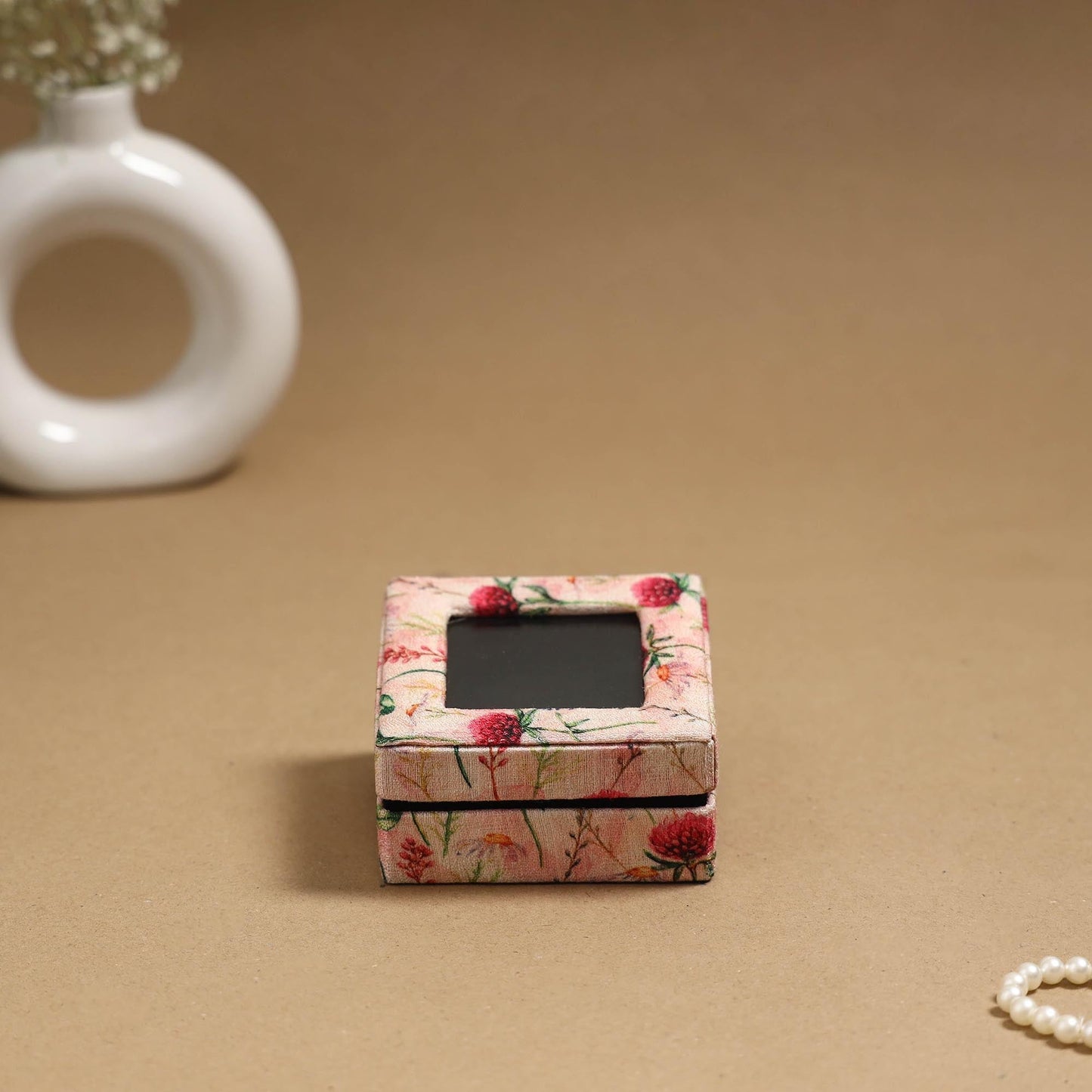 Handcrafted printed fabric ring/earring box 66
