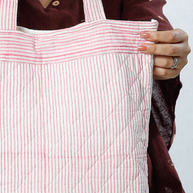 Pink - Handcrafted Quilted Bagru Block Printed Shoulder Bag