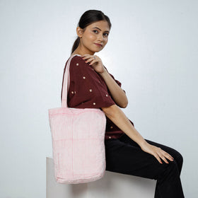 Pink - Handcrafted Quilted Bagru Block Printed Shoulder Bag