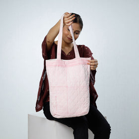 Pink - Handcrafted Quilted Bagru Block Printed Shoulder Bag