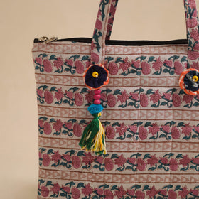 Pink Handcrafted Quilted Cotton Hand Bag