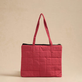 Pink Handcrafted Quilted Cotton Hand Bag